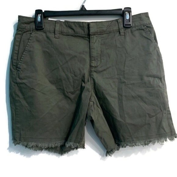 Style & Co Released Hem Cotton Shorts Green Sz 8 - Picture 2 of 5